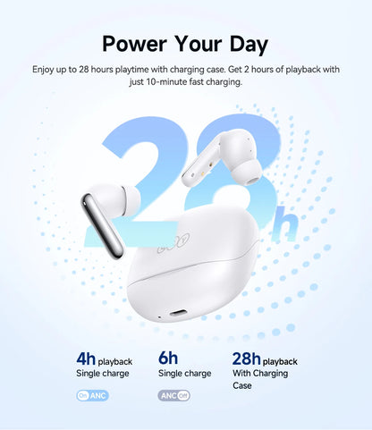 QCY Melobuds N50 ANC Bluetooth 5.4 Wireless Earphones Active Noise Cancellation 6 Mics Clear Call Earbuds Multipoint Connection