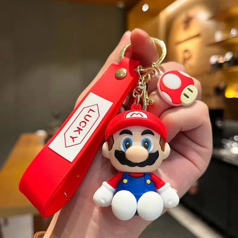 10styles Super Mario Keychain Mario Bros Luigi Toad Yoshi Bowser Action Figure Model Pvc Cartoon Bag Doll Pendant Toys Gift