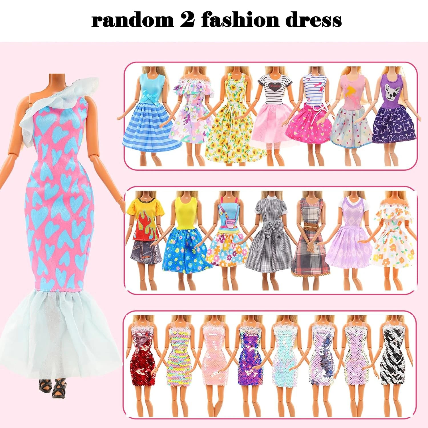 46PCS 11.5'' Doll Clothes =3 Wedding Gown 2 Tops 2 Pants 2 Dress 2 Swimsuit 5 Braces Skirt 10 shoes 22 Accessories for 32cm Doll