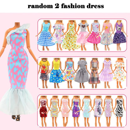46PCS 11.5'' Doll Clothes =3 Wedding Gown 2 Tops 2 Pants 2 Dress 2 Swimsuit 5 Braces Skirt 10 shoes 22 Accessories for 32cm Doll