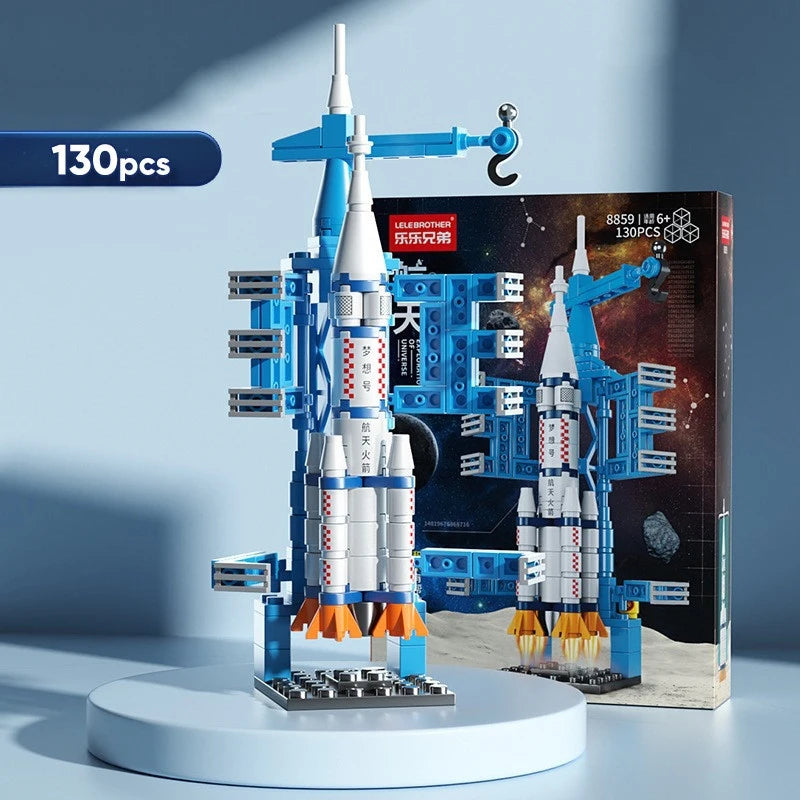 107 Piece DIY Building Blocks Space Rocket Craft Launch Center Base Puzzle Model Assembling Bricks Small Set Education Boys Toy