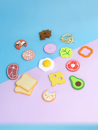 Wooden children's simulation kitchen toys, early education educational toys, Cookware Pot Pan Cook Pretend Play, food, role-play