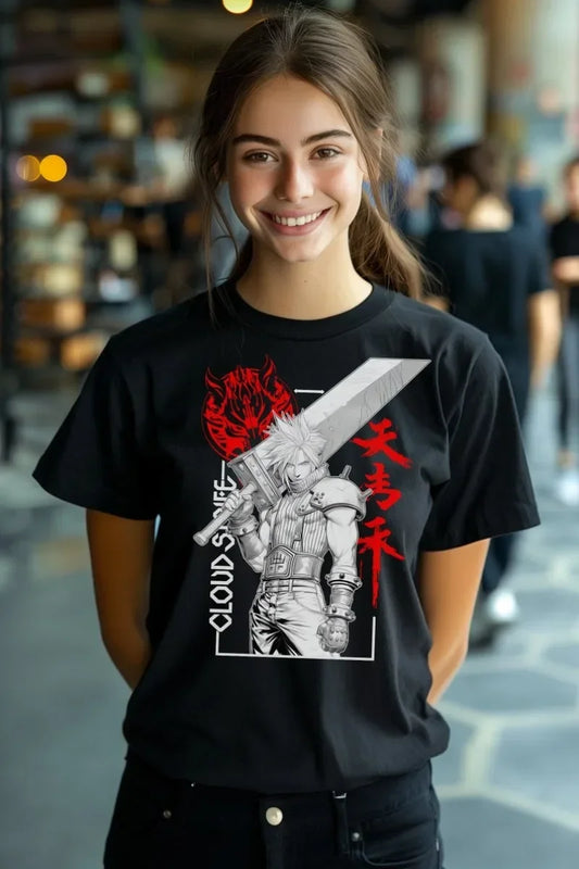 FINAL FANTASY 7 Cloud Strife Anime T Shirt Unisex Softstyle Tee Gaming Streetwear Graphic T-Shirt  Gifts for Gamers Stylish Jap