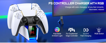 Estação de carregamento do controlador para playstation 5 carregador rápido duplo indicador led suporte carregamento docking station ps5 acessórios