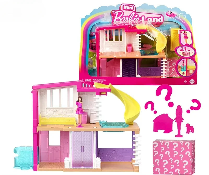 Original Barbie Mini BarbieLand Dolls House Set Furniture Accessories Diy Dreamhouse Toys for Girls Elevator Swimming Pool Scene