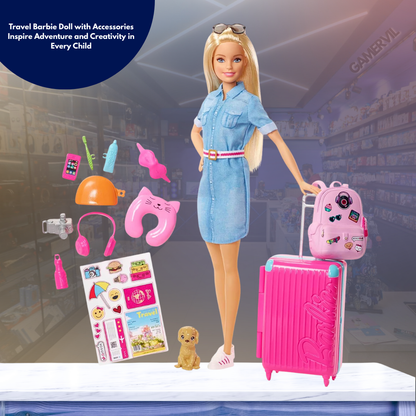 Travel Barbie Doll with Accessories for Kids