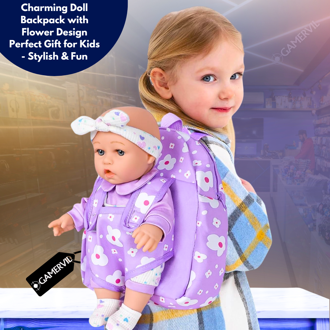 Charming Doll Backpack with Flower Design for Kids