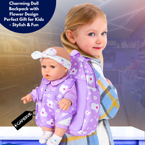 Charming Doll Backpack with Flower Design for Kids