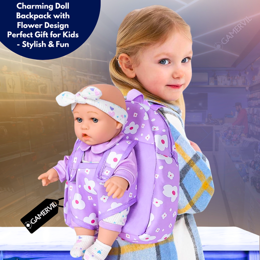 Charming Doll Backpack with Flower Design for Kids