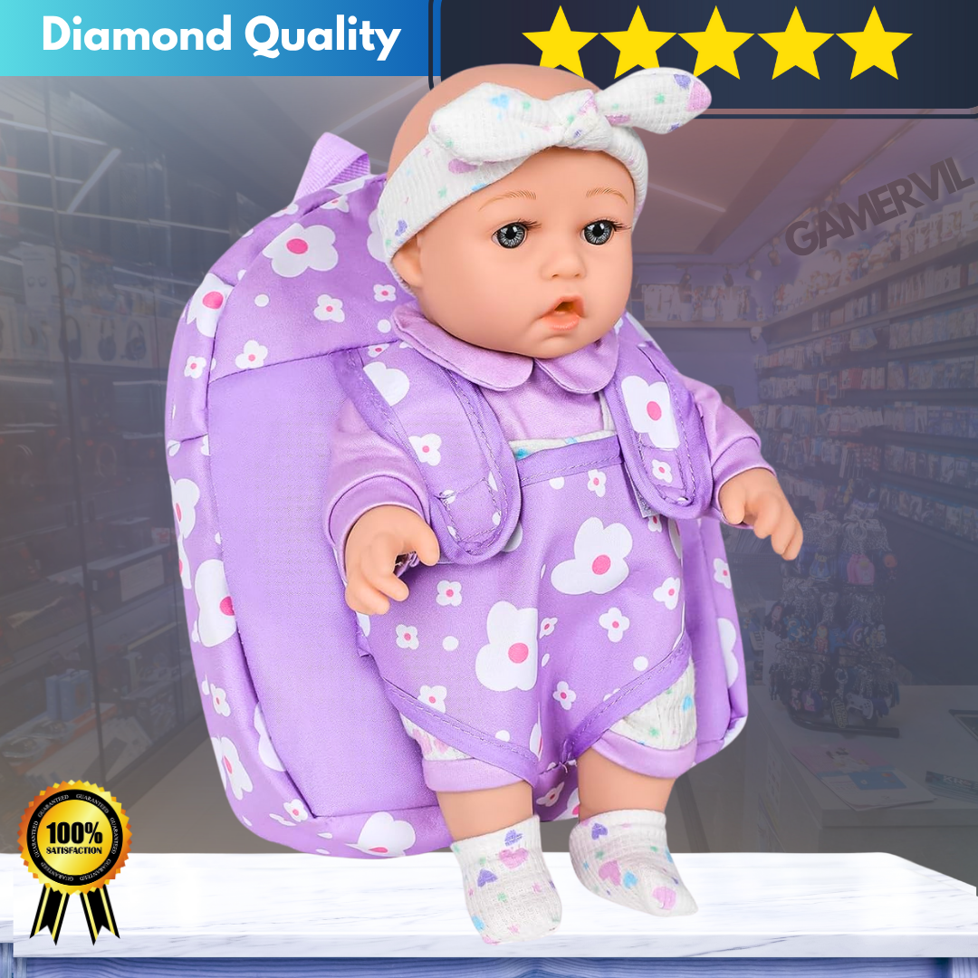 Charming Doll Backpack with Flower Design for Kids