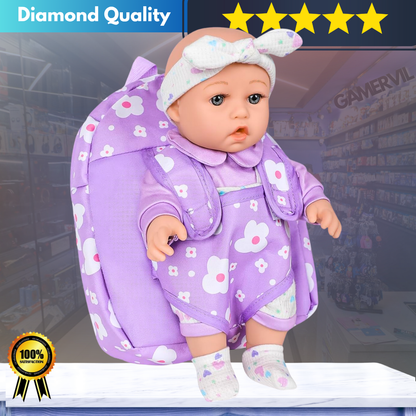 Charming Doll Backpack with Flower Design for Kids
