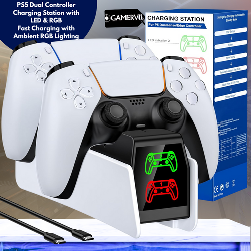 PS5 Dual Controller Charging Station with LED & RGB