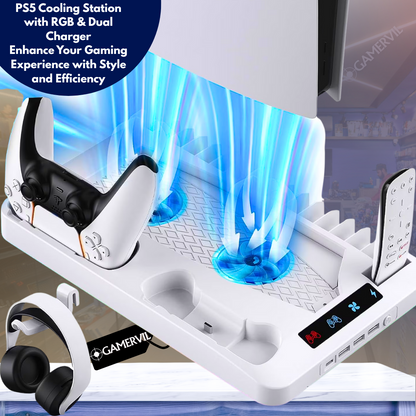 PS5 Cooling Station with RGB & Dual Charger