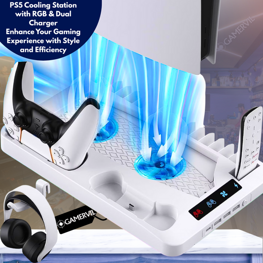 PS5 Cooling Station with RGB & Dual Charger