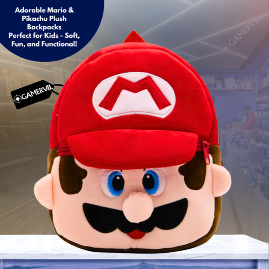 Adorable Mario & Pikachu Plush Backpacks for Kids