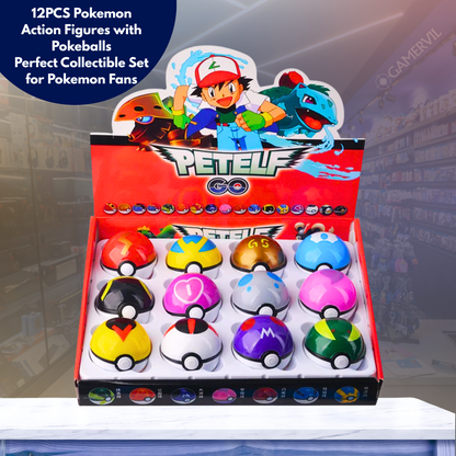 12PCS Pokemon Action Figures with Pokeballs