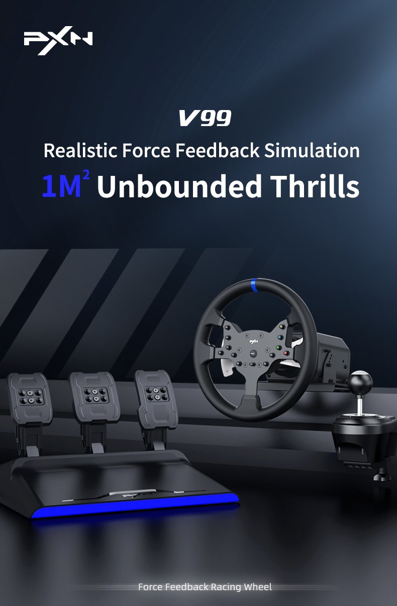 PXN V99 Gaming Steering Wheel for PC Windows/PS4/Switch/Xbox One/Xbox Series X/S