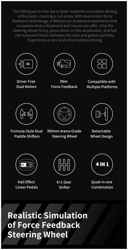 PXN V99 Gaming Steering Wheel for PC Windows/PS4/Switch/Xbox One/Xbox Series X/S