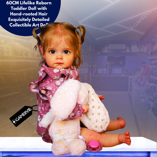 60CM Lifelike Reborn Toddler Doll with Hand-rooted Hair