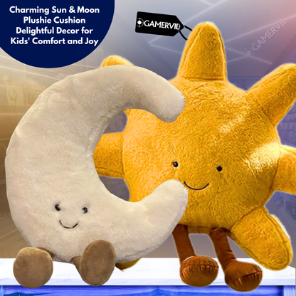 Charming Sun & Moon Plushie Cushion - Cozy Decor for Kids